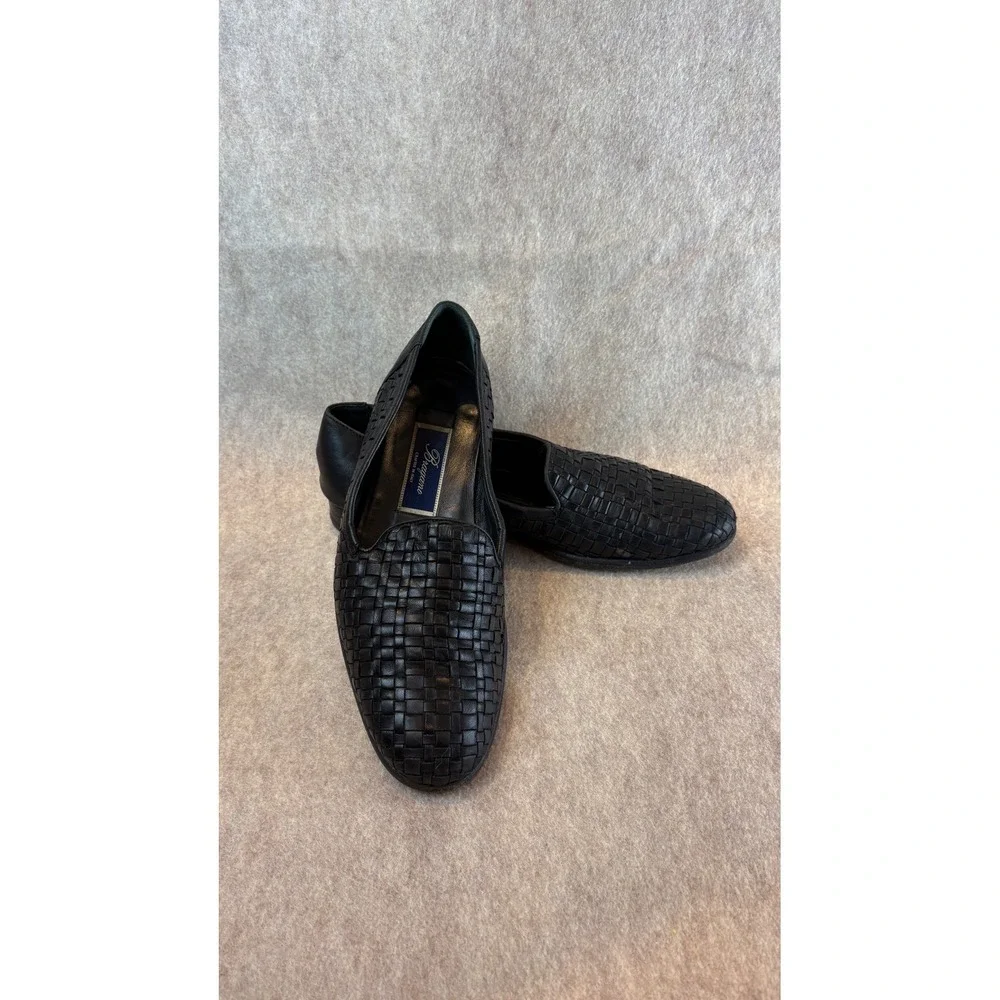 Bragano Made in Italy Mens Woven Leather Loafers Black Size 8 M C01154